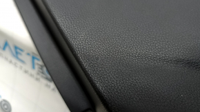 Subaru Forester 25-26 rear left door panel, black with gray fabric insert, gray rubber armrest, scratches