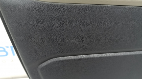 Subaru Forester 25-26 front left door panel, black with gray fabric insert, gray rubber armrest, worn, needs cleaning