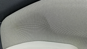 Subaru Forester 25-26 front left door panel, black with gray fabric insert, gray rubber armrest, worn, needs cleaning