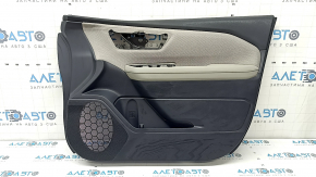 Subaru Forester 25-26 black front right door panel with gray fabric insert, gray rubber armrest