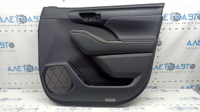 Door trim panel, front right, Toyota Highlander 20-26, black leather, XLE, XSE, black insert, black leather armrest, scratches