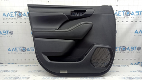 Door trim panel front left Toyota Highlander 20-26 leather black, XLE, XSE, black insert, armrest leather black, scratches