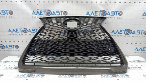 Radiator grill assembly for Lexus UX200 UX250h 19-26 for F-SPORT parking sensors, dark chrome, cracks, broken fasteners, non-factory holes