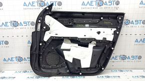 Mazda CX-5 17-23 black front left door panel with black leather insert, black leather armrest, gray molding, with handle, scuffs