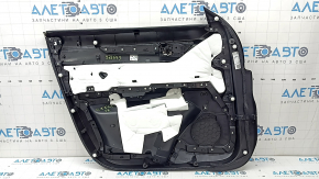 Mazda CX-5 17-23 black front right door panel with black leather insert, black leather armrest, gray molding, with handle, scratches