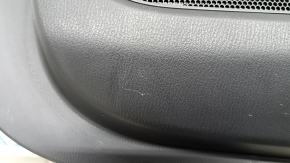 Mazda CX-5 17-23 black front right door panel with black leather insert, black leather armrest, gray molding, with handle, scratches