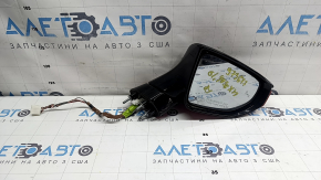 Right side mirror assembly for Lexus UX200 UX250h 19-24V, 7 pins, turn signal, no memory, with BSM, red and black, worn, chip on chrome