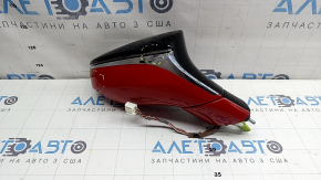 Right side mirror assembly for Lexus UX200 UX250h 19-24V, 7 pins, turn signal, no memory, with BSM, red and black, worn, chip on chrome