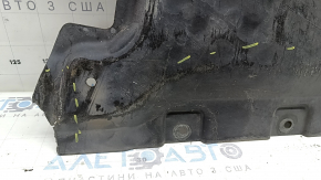 The front engine guard for a Mercedes W213 E 17-23 AWD is cracked and worn, with no fragments.