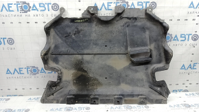 The front engine guard for a Mercedes W213 E 17-23 AWD is cracked and worn, with no fragments.