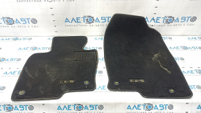 Set of fabric floor mats for Mazda CX-5 17-25 black, worn lettering, dry cleanable