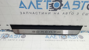 Black outer door sill plate, front left, Kia Sorento 21-23 HEV, with chrome insert, scratches