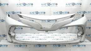 Front bumper, bare, Toyota Camry v70 18-20 LE/XLE, without parking sensors, white, scratches, dents, crack