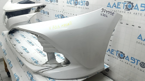 Front bumper, bare, Toyota Camry v70 18-20 LE/XLE, without parking sensors, white, scratches, dents, crack