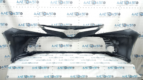 Front bumper, bare, Toyota Camry v70 18-20 LE/XLE, without parking sensors, white, scratches, dents, crack