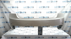 Lincoln MKZ 17-20 rear bumper, bare upper part, for 4 parking sensors, white, painted, dented, broken fasteners, scratches
