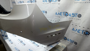 Lincoln MKZ 17-20 rear bumper, bare upper part, for 4 parking sensors, white, painted, dented, broken fasteners, scratches