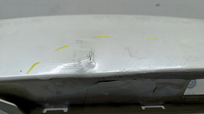 Lincoln MKZ 17-20 rear bumper, bare upper part, for 4 parking sensors, white, painted, dented, broken fasteners, scratches