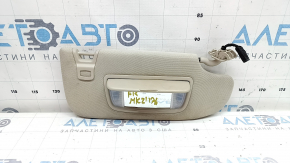 Right visor for Lincoln MKZ 17-20, beige, without hook, illuminated, cleanable