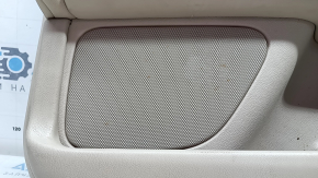 Lincoln MKZ 17-20 front right door panel, beige, with beige leather insert, beige leather armrest, gray molding, brown upper part, with handle, worn, dry-cleanable