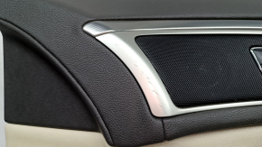 Lincoln MKZ 17-20 front right door panel, beige, with beige leather insert, beige leather armrest, gray molding, brown upper part, with handle, worn, dry-cleanable