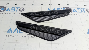 Set of 2 Honda Accord fender emblem moldings in graphite with gloss black (23-26)