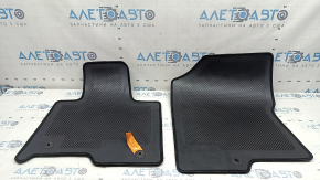 Set of Kia Sorento 21-26 black fabric floor mats, needs cleaning, driver's side mat is worn