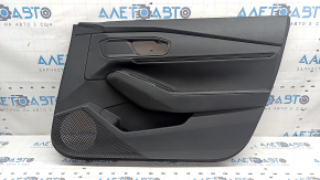 Black front right door panel for a 2020 Honda Accord, black leather armrest, black leather insert, scratches, dents