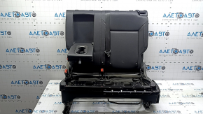 Rear seat backrest, 2nd row, left, VW Atlas 18-19, black leather, with frame, belt and armrest, broken handle