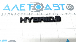 The "Hybrid" emblem on the tailgate of the Toyota Rav4 19-24 is glossy black.
