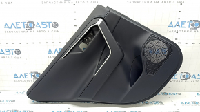 Door trim panel, rear left, Toyota Rav4 19-24, black leather, blue stitching, armrest and insert, black leather, gray molding, with overlays, scratches