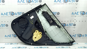 Door trim panel, rear left, Toyota Rav4 19-24, black leather, blue stitching, armrest and insert, black leather, gray molding, with overlays, scratches