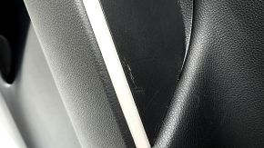 Door trim panel, rear right, Toyota Rav4 19-24, black leather, blue stitching, armrest and insert, black leather, gray molding, with overlays, scratches, bump, dent