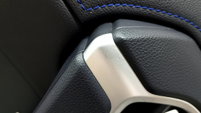 Door trim panel, rear right, Toyota Rav4 19-24, black leather, blue stitching, armrest and insert, black leather, gray molding, with overlays, scratches, bump, dent