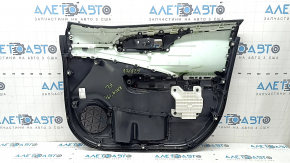 Door trim panel, front left, Toyota Rav4 19-24, black leather, blue stitching, armrest and insert, black leather, gray molding, with overlays, scratches