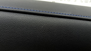 Door trim panel, front left, Toyota Rav4 19-24, black leather, blue stitching, armrest and insert, black leather, gray molding, with overlays, scratches