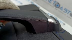 Door trim panel, front left, Toyota Rav4 19-24, black leather, blue stitching, armrest and insert, black leather, gray molding, with overlays, scratches