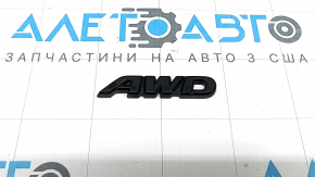Emblem inscription "AWD" on the rear left door of the Toyota Rav4 19-22, black gloss