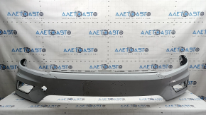 Front bumper bare VW Tiguan 18-21 white LB9Z, without plug, scratches, non-factory holes, blistered paint