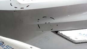 Front bumper bare VW Tiguan 18-21 white LB9Z, without plug, scratches, non-factory holes, blistered paint