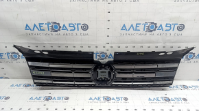 Radiator grille VW Tiguan 18-19 with emblem, 3 chrome stripes, black gloss on top, chips