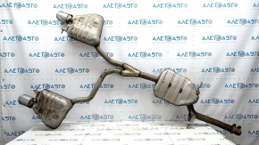 Rear muffler with barrels Audi Q5 8R 13-17 2.0T, hybrid with chrome tips, crushed