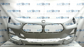 Front bare bumper BMW X2 F39 18-23 white, without headlight washers, worn, non-factory holes
