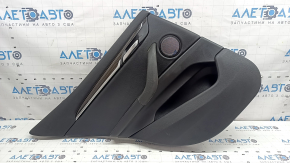 Door trim, rear left card, BMW X2 F39 18-23, Sensatec leather, black, armrest and handle, black leather, molding in dark wood with chrome opening handle, with backlighting and speaker grilles, dry-cleanable