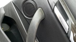 Door trim, rear right card, BMW X2 F39 18-23, Sensatec leather, black, armrest and handle, black leather, molding in dark wood with chrome opening handle, with backlighting and speaker grilles, dry-cleanable