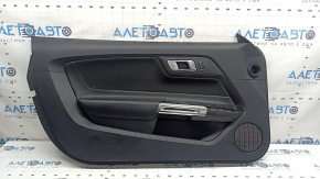 Door trim card front left Ford Mustang mk6 18-20 black, insert black fabric, armrest black leather, with central locking control buttons