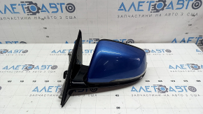Left side mirror complete BMW X1 F48 16-22 5-pin, turn signal, heated, auto-dimming, backlight, auto-folding, Shadow-Line, blue