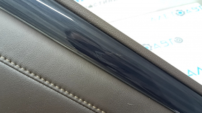 Door trim, rear right card, Lexus ES 19-22, brown leather, armrest and insert, light brown leather, molding under dark wood, glossy, with backlighting, under curtain, Mark Levinson, without curtain and handle, worn