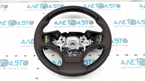 Lexus ES 19-22 bare steering wheel, brown leather, with dark wood, heated, paddle shifters and vibration motor, scratches, dents