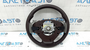 Lexus ES 19-22 bare steering wheel, brown leather, with dark wood, heated, paddle shifters and vibration motor, scratches, dents